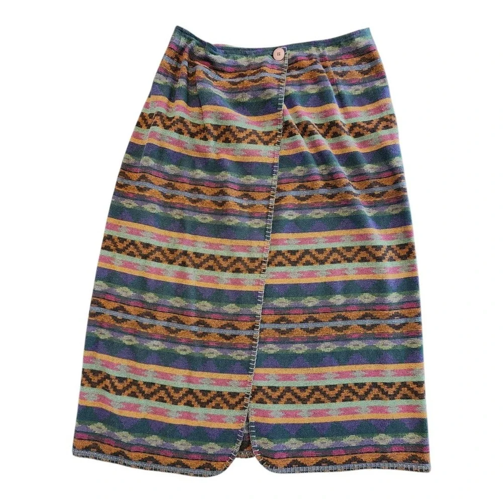 Ambitions Western Vintage Skirt Colorful Wrap Southwestern Made USA Aztec Medium
